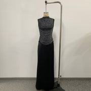 Sleeveless Fringe Bandage Top and Skirt Set-Black