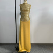Sleeveless Fringe Bandage Top and Skirt Set-Yellow
