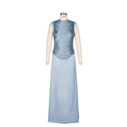 Sleeveless Fringe Bandage Top and Skirt Set-Blue
