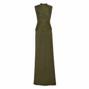 Sleeveless Fringe Bandage Top and Skirt Set-Green