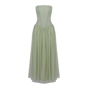 Strapless Mesh Princess Maxi Evening Gown - product view 6