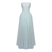 Strapless Mesh Princess Maxi Evening Gown - product view 7
