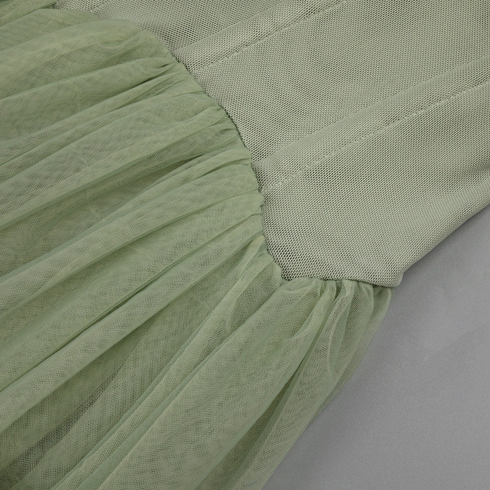 Strapless Mesh Princess Maxi Evening Gown - product view 23