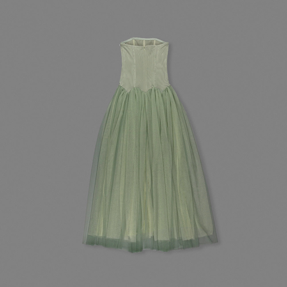 Strapless Mesh Princess Maxi Evening Gown - product view 18